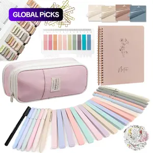 Bible Study Supplies Set, Stationery Set, 1 Set Including Notebook & Pen Case & Highlighter & Sticky Note & Pen & Sticker & Clip & Maker & Tabs, Sticker Decorations, Pastel Color Art Stickers, Visual Learning Tools, Office School Supplies