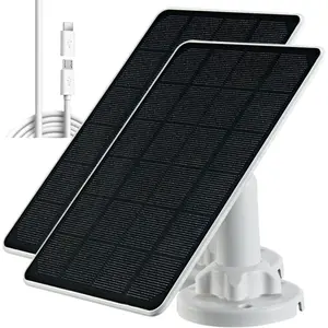 Solar Panel Charger for  Camera, USB-C and  USB Port for Outdoor Rechargeable  Camera, 5V6W   (2Pack)