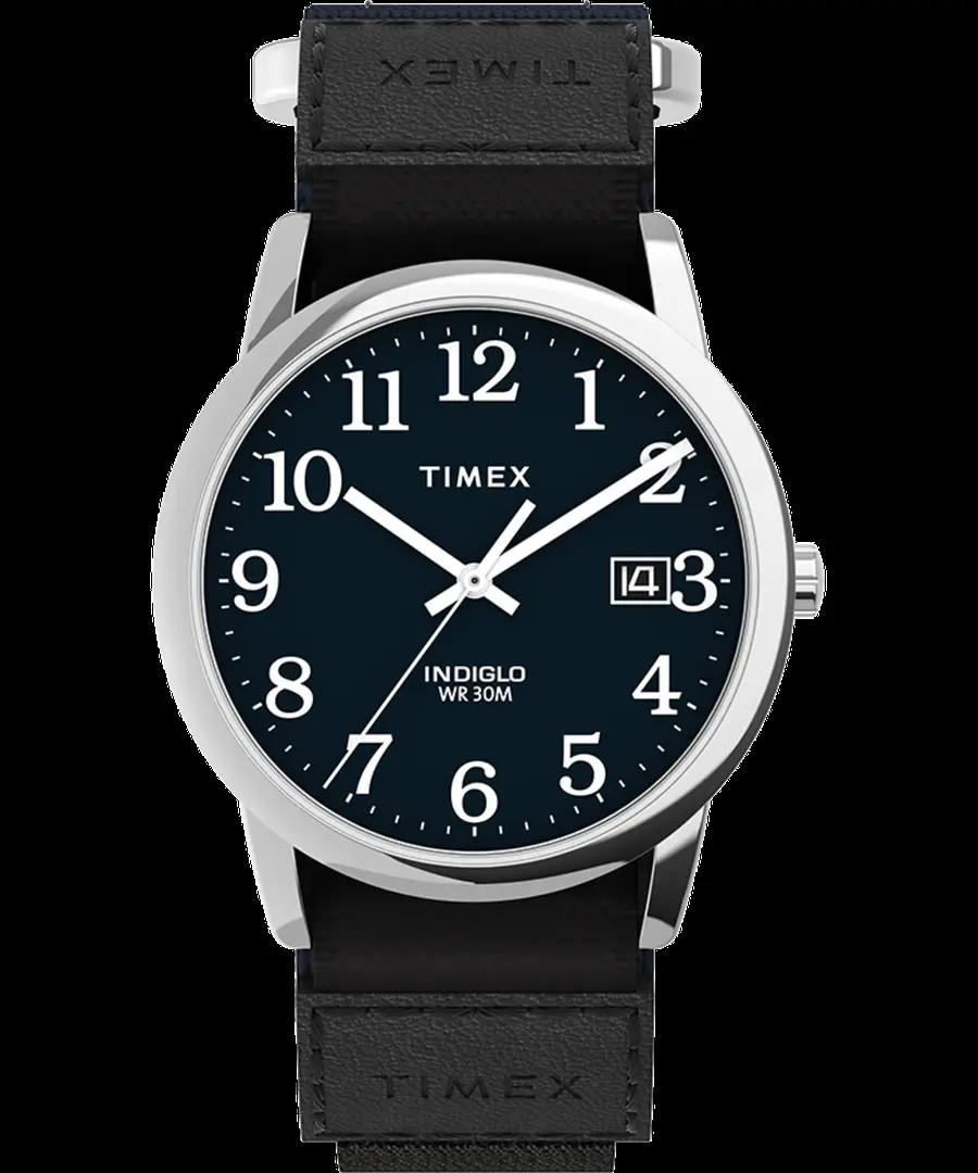 TIMEX Unisex Classic Casual Watch, 35mm Blue Dial with INDIGLO Light-Up, Adjustable Fabric Fast Wrap Strap, Crystal Display Quartz Watches, Led Luminous Quartz Watches