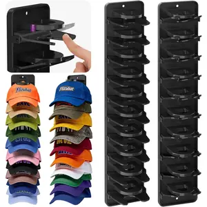 Spring Clip Hat Organizer for Baseball Caps – 2 Pack, Wall Hat Rack for Door & Closet – Keeps 20 Hats Tidy in Entryway, Dorm, Bedroom – Multi-Layer Cap Storage (Adhesive or Screws)