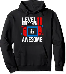 Level 11 Unlocked Awesome Video Game Happy Birthday Boy Girl Pullover Hoodie - Marcosal Shop 49B0BWHB1XM4