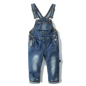 Toddler Boys Girls Denim Overalls, 12M-8T Washed Jean Overall Pants with Adjustable Straps, Bib Pocket & Button Sides