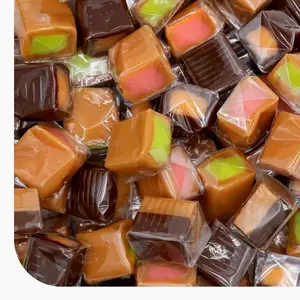 Caramel Candy Mix - 2 Pound Pack 150 Count - Filled Creamy Caramels Individually Wrapped - Vanilla, Chocolate, Apple, and Strawberry Cubes - Chewy Candy