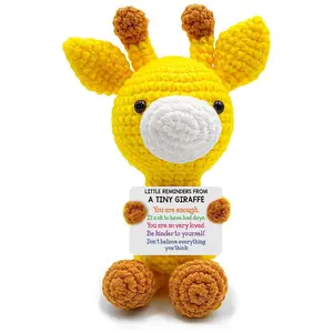Inspirational Crochet Cheerful Giraffe – Christmas Stocking Stuffers Handmade Cute Emotional Cheer Uplifting Support Funny Gift for Women Student College Coworkers Birthday Graduation Friendship