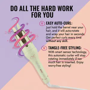 Effortless Auto Curler - Smart Rotating Hair Curling Wand for Perfect Beachy Waves, Anti-Tangle & Fast Heating Ceramic Hair Stylist Tool, Ideal Gift for Beginners (Mint Green)