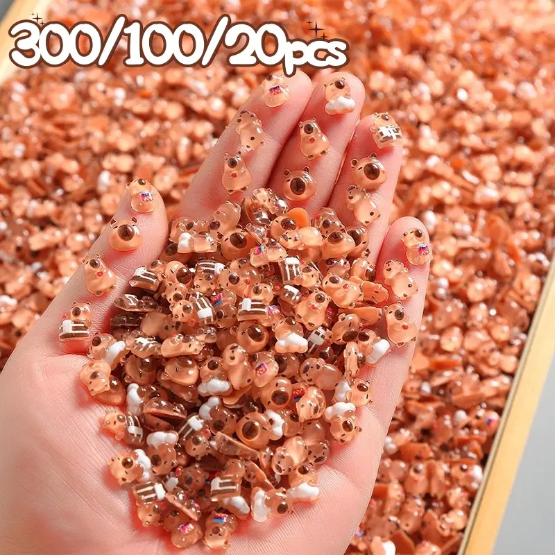 Mini Capybara Resin Beads, 300/100/20pcs, Beads Charms, Bead Assortment, Microcapybara Craft Supplies, Diy Craft Embellishments, Fairy Garden Decor, Dollhouse Miniatures, DIY Art Projects, Diy With Charms, Decorative Beads
