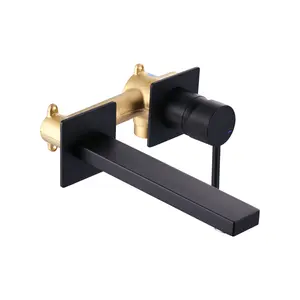 WOWOW Modern Drip-Free Bathroom Faucet - Matte Black, Wall-Mounted, Single-Handle Solid Brass Tap with 1/2 NPT Thread and Included Valve