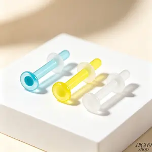 2PCS Multi-Color Glass & Colored Glaze Straight Bar Nose Studs, Mini Clear And Blue Nose Rings, Transparent Ear Cartilage Stud Earrings, Stylish Body Piercing Jewelry For Daily Personalized Trendy Fashion Piercing Decoration