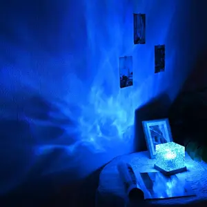 16-color color-changing water wave aurora projection night light, USB-powered LED ambient light, with remote control, suitable for home, office, bar and restaurant decoration for a fashionable atmosphere lighting. Creative home decoration. Gift.