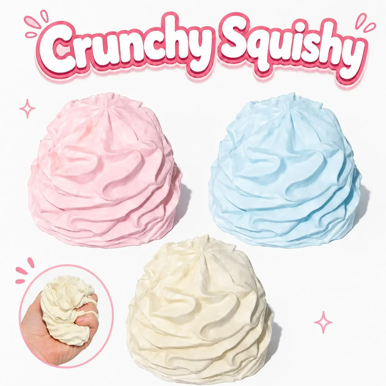 Cream Roll Crunchy Squishy Fidget Toy, Slow Rebound Squeeze Toy, Dessert Sensory Gift Toy for Teens and Adults, 1 Pack