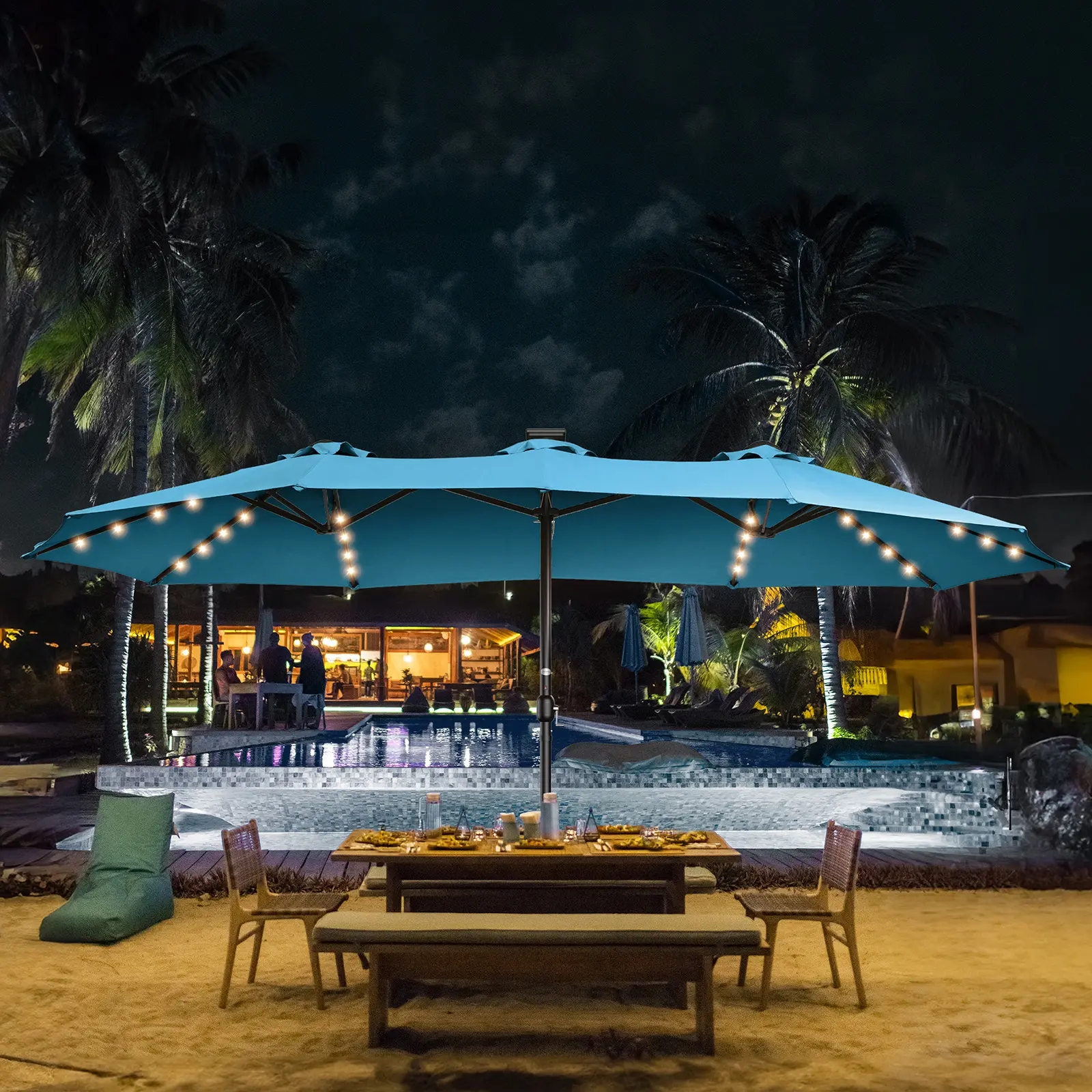 Sky Blue-Solar 48 LED Lights