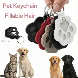 Custom Pet Fur Keepsake Keychain - Paw Print Memorial Keyring for Cat & Dog Lovers