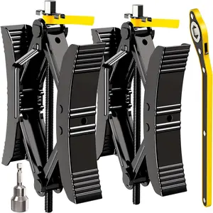 Camper Wheel Chock Stabilizer 2 Sets, RV Wheel Chock X Locking for Travel Trailers, Heavy Duty Tire Chocks Accessories with Wrench, Hex Socket, Drill Bit, Suit for 3" to 12.5"giftgift