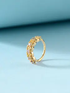 Simple Fashion Micro-Set Artificial Zircon Adjustable Nose Ring, Geometric Rhinestone Design, Casual Copper Chain, All Seasons Body Piercing Jewelry