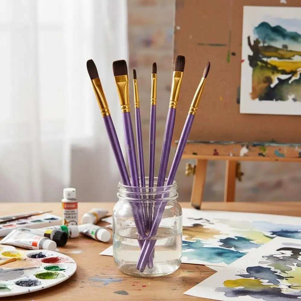 Professional Watercolor & Acrylic Brush Set: Anti-Shedding Art Brushes, Quick-Dry Easy Clean, Durable Portable Painting Tools for Outdoor Sketching, Academic Art Supplies