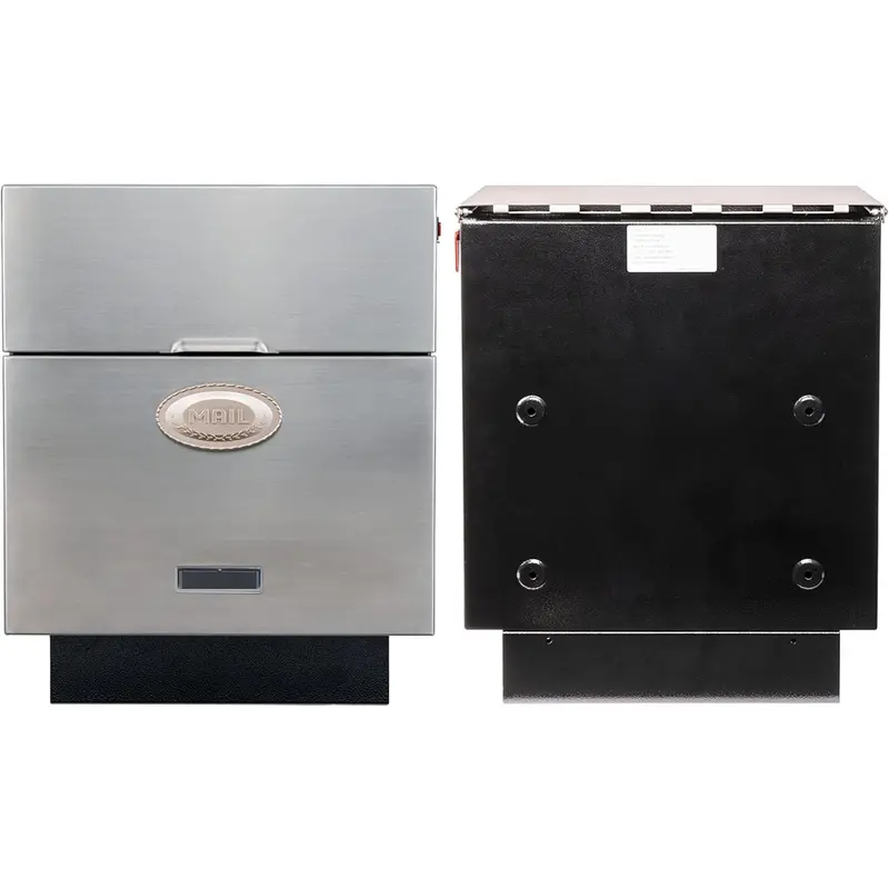 D23-H - Stainless Steel Mailbox for Walls, Heavy Duty Wall Mounted Mailbox with Newspaper Holder - 14.25'' x 6'' x 17.25'' Silver Rust Proof Steel Dropbox