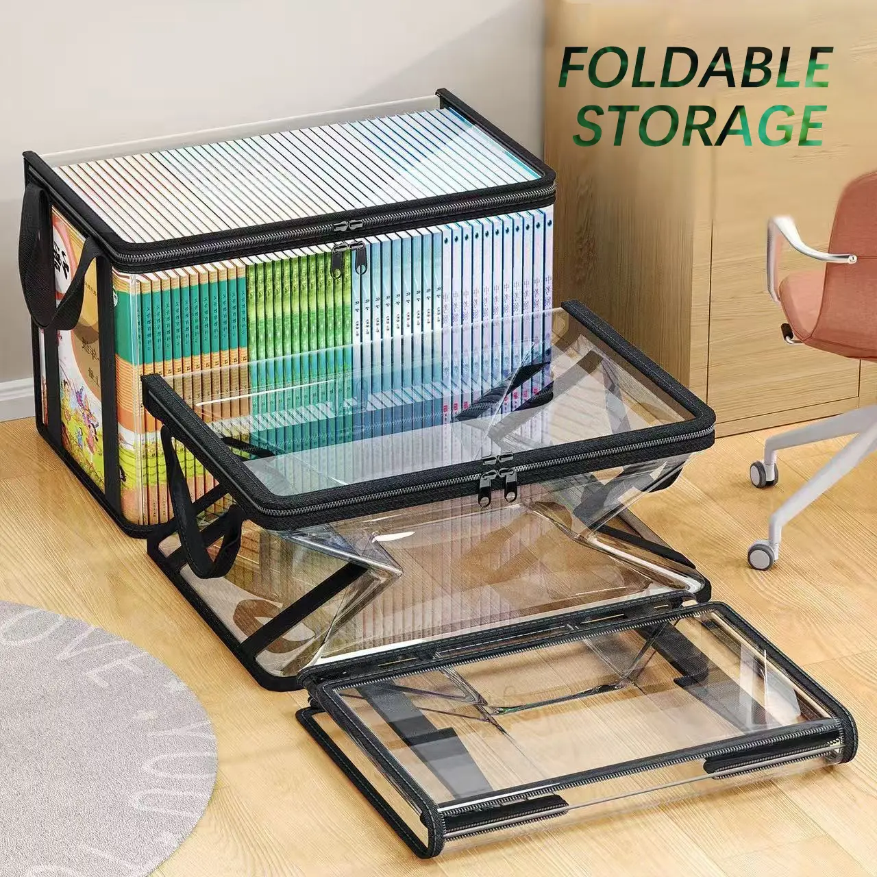 [Tonora] UFORU 2-4Pack Student Book and Toy Storage Boxes, Transparent PVC Foldable Storage Bags, Suitable for Dolls, Classroom/Home Storage #SummerWins #DFYD