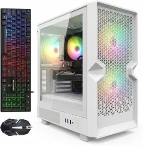 STGAubron Gaming PC Desktop Computer, Intel Core i5 up to 3.6GHz, Radeon RX 590 8G, 16G RAM, 1TB SSD, WiFi 6, BT 5.0, RGB Fan x 3, Windows 11 Home