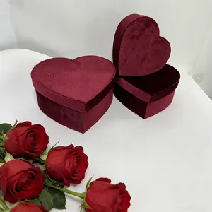 Heart-Shaped Gift Packaging Box Set of Three, Velvet Valentine's Day Gift Box, Perfect for Weddings Birthdays Festivals, Multiple Colors Available