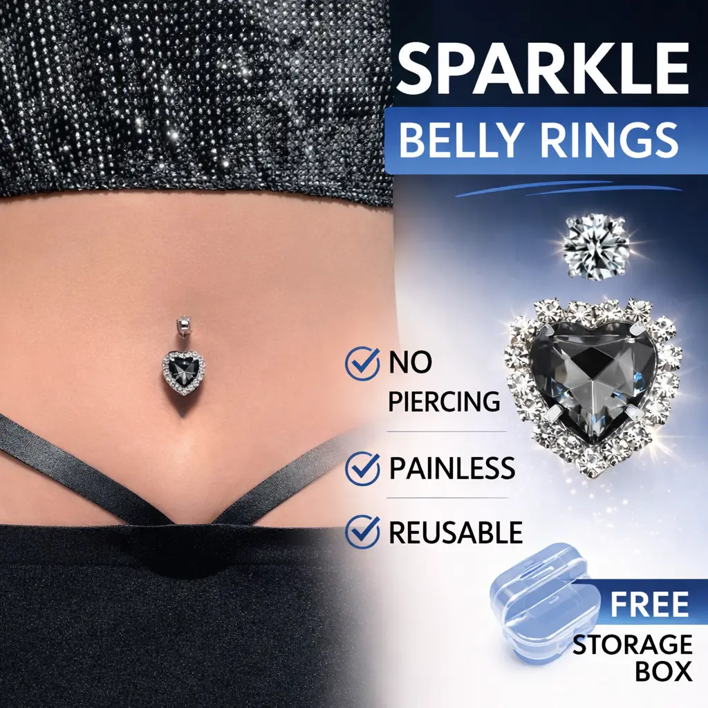 Sllaiss 4-8 Pcs Faux Piercing Nombril 16G - Clip Anneaux Lune Étoile Cœur Bohème