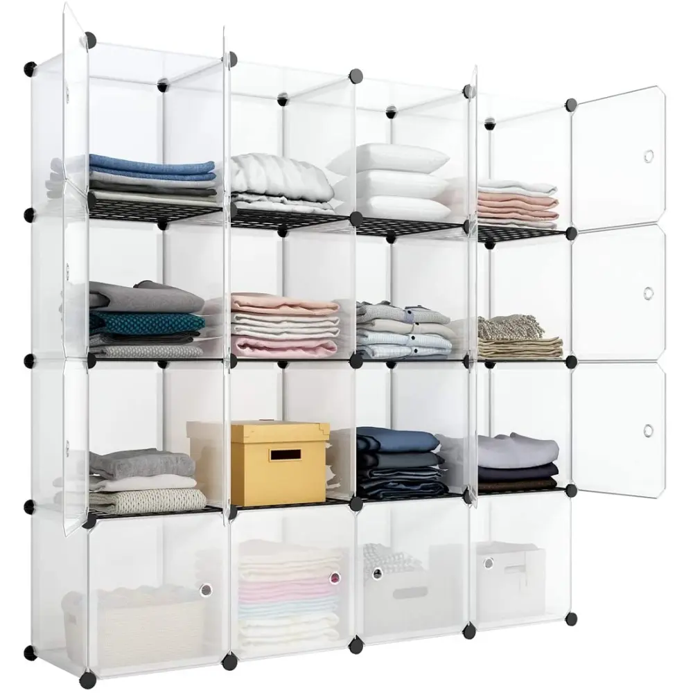 16-Cube Storage Shelf – Perfect for Living Room, Bedroom, Home Office or Entryway – DIY Modular Design, Sturdy Metal Frame, Space-Saving Organizer for Closet, Books, or Toys