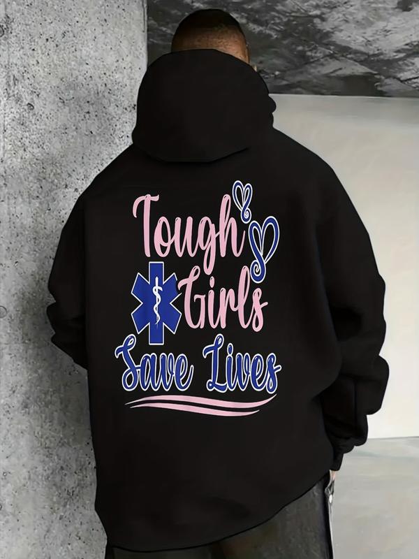 Tough Save Lives EMT Paramedic Hoodie Medical Cross Star of Life Graphic Pullover Blend Comfort Fit Hooded Sweatshirt with Kangaroo Pocket Unisex Casual Game Day Apparel EMS First Responder Gift Urban Streetwear Classic Black