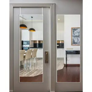 48"x14" Over-The-Door Full Length Mirror - No with, Shatterproof & Aluminum Frame for, Bedroom, Entryway(Silver White)