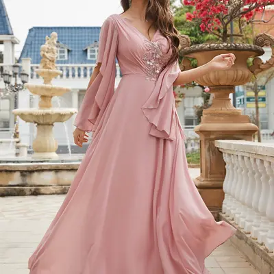 Asos Design Bridesmaids Flutter Sleeve Bias Maxi Dress with Flare Frill Hem in Soft Pink - TikTok Shop Asos Design Bridesmaids Flutter Sleeve Bias Maxi Dress with Flare Frill Hem in Soft Pink - TikTok Shop