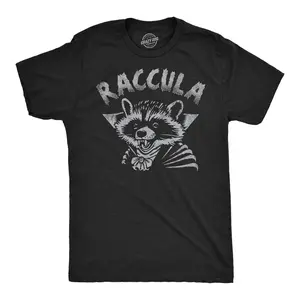 Mens Funny T Shirts Raccula Sarcastic Halloween Vampire Graphic Raccoon Novelty Tee for Men Mens Funny T Shirts Cool Vintage Fashion T-Shirt Gift Classic Menswear Halloween Apparel for Men Funny Animal Short Black -
