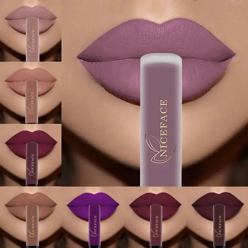 Nude Liquid Lipstick Ultra Matte Velvet Long Lasting Women Beauty Red Nonstick Cup Waterproof Purple Lip Gloss Lips Cosmetics