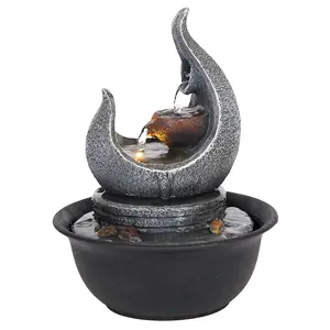Resin Tabletop Water Fountain with Plastic Base, Feng Shui Flowing Water for Wealth Luck & Good Fortune, Relaxing Zen Decor for Home Office Desk Bedroom, Soothing Water Sound for Stress Relief Meditation, Ideal Housewarming Business Opening Birthday Gift