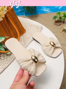 Girls' PU Leather Bow Decorated Sandals, Comfortable & Durable Design, Perfect for Casual Wear, Suitable for Ages 3-12