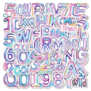 Letter & Number Balloon Series Sticker, 50pcs/set Colorful Creative Decorative Sticker, DIY Decals for Scrapbooking, Journaling, Gift Wrapping, Letter Stickers, Sticker Packs