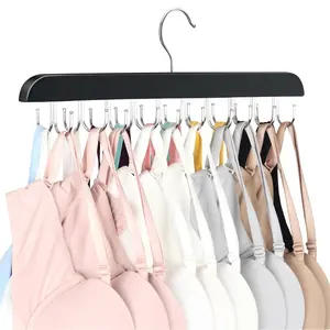 Bra Hanger for Closet, Tank Top Organizer 20 Hooks Capacity Foldable Wood Space Saving Hanger Closet Organizers and Storage for Dorm & Apartment for Tank Top, Hats, Scarf etc.