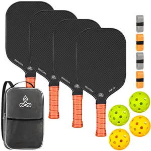 Pickleball Paddles Set of 4, USAPA Approved Carbon Fiber Pickleball Set, Fiberglass Pickle Ball Rackets 4 Pack with 4 Balls, 1 Pickleball Bag, Pickle Ball Paddle Set for Men and Women