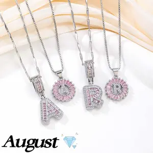 2 Pack Women's Initial Pendant Necklace, Cubic Zirconia Alphabet Necklace, Fashion Jewelry for Party and Birthday