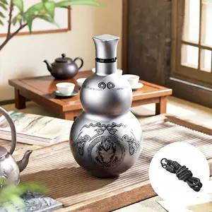 Vintage Gourd Shape Stainless Steel Insulated Cup, 500ML/800ML, Leakproof with Lanyard, Outdoor Travel Home Office Use, Mother's Day Father's Day Gift