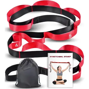 Stretching Strap with 10 Loops-Yoga Strap for Physical ,Home Workout,Pilate & Flexibility ,Non Elastic Exercise Stretch Band for , Stretcher Belt,Flexibility Fascia