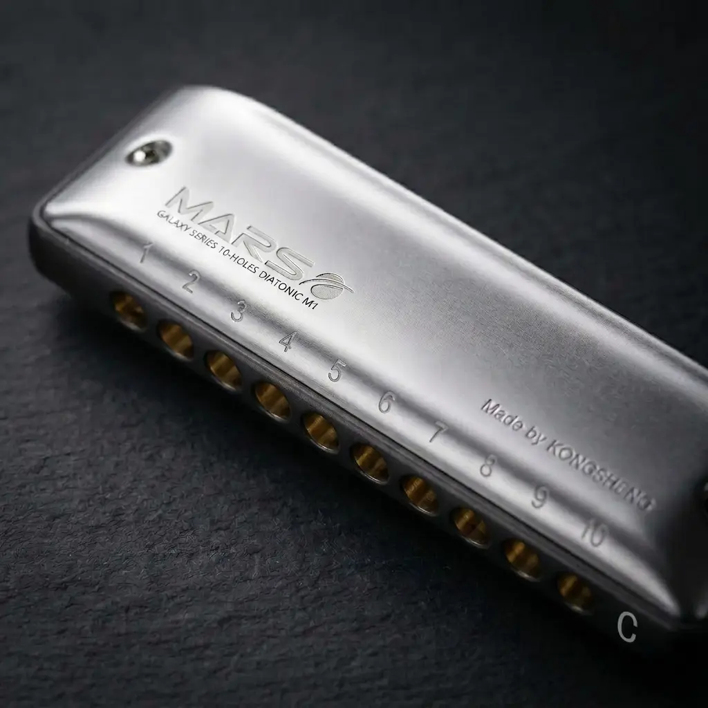 KONGSHENG Mars 10-Hole Diatonic Harmonica, Plastic Wind Instrument with Case, Easy to Play, Bright Tone, Ideal for Beginner Rock Enthusiasts