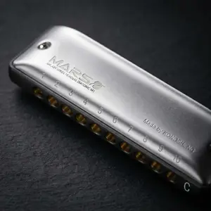 KONGSHENG Mars 10-Hole Plastic Harmonica with Case - Easy to Play, Bright Tone, Ideal for Beginner Rock and Folk Enthusiasts