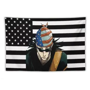 Black USA America Flag Tapestry - Anime Funny Room Merch - Backdrop Tapestry Jujutsu Kaisen Aesthetic