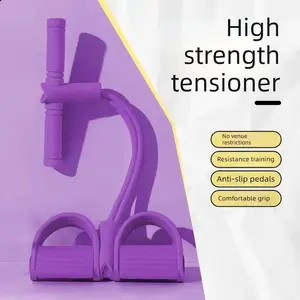 6-Tube Elastic Yoga Resistance Band, Yoga Stretching Bands - Latex Tension Rope for Abdominal, Waist, Arm and Leg Stretching, Black and Purple, PVC Material, Fitness Equipment