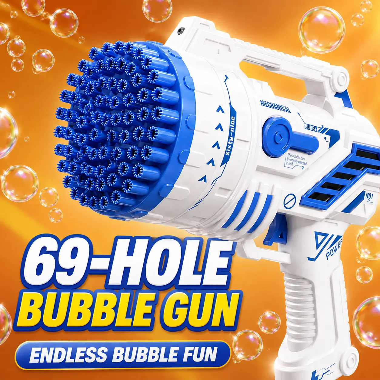 69 hole Unisex Bubble Machine Gun Toy - Summer Outdoor Toy for Over 4 Yrs Kids, Ideal for Beach, Birthday Gatherings