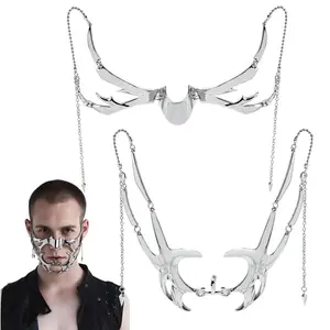 Cyberpunk Robot Half Face Carnival Mask for Women, Metal Material, Perfect for Halloween and Parties, Unique Fashion Accessory