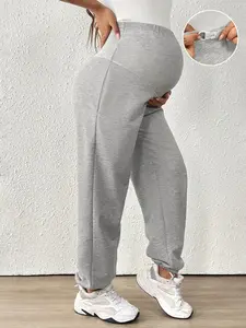 Maternity Leggings with Abdominal Support, Summer Casual, Stretchy, Versatile, Sporty Maternity Cropped Pants, Loose Sweatpants
