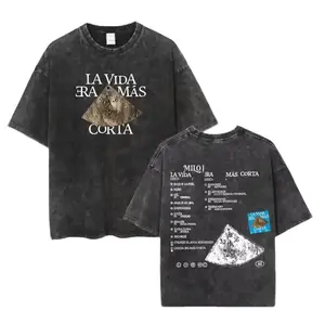 Rapper Milo J Logo Vintage Washed T Shirts Men Clothing Harajuku Hip Hop T-shirt Cotton Short Slevee T-shirts Streetwear