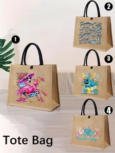 Flamingo Print Beach Bag, Lightweight Tote Purse, Personalized Gift Bag, Fashionable Tote Bag, Perfect for Weddings, Birthdays, Vacations, School, Large Capacity