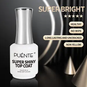 Puente 15ML Super Shiny Top Coat Gel Nail Polish , Glossy , High Gloss Super Shiny Nail Polish Top Coat ,Transparent Gel,Soak Off UV LED Nail Functional Gel for Nail Art DIY