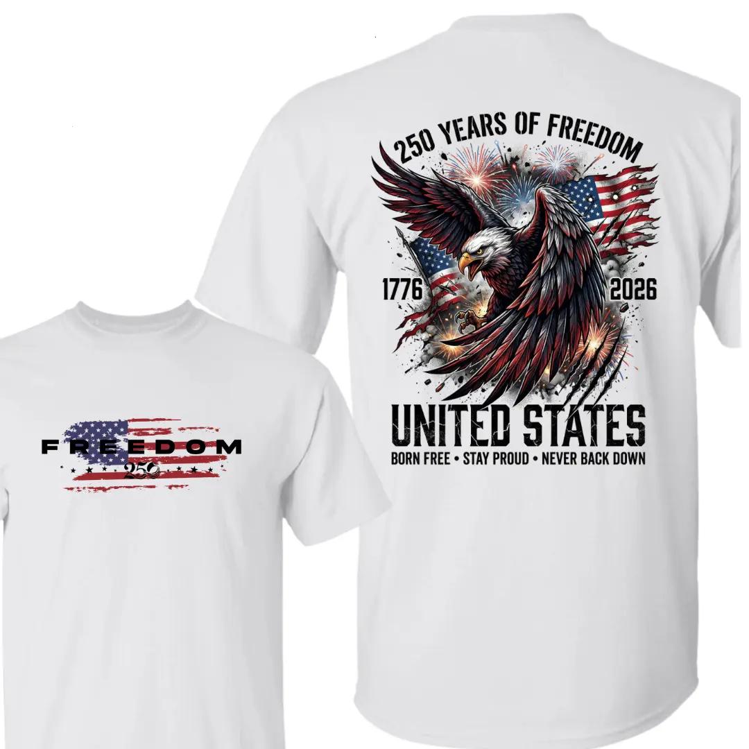 USA 250 Years Of Freedom T-Shirt, 1776 – 2026 American Semiquincentennial T-Shirt, Patriotic Eagle US Flag Tee Casual Daily Wear Tee For Men & Women