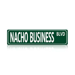 Funny Spanglish Vintage Wall Decor – NACHO BUSINESS BLVD Street Sign (16*4 Inch) – Humor Metal Sign Wall Art for Porch, Home, Bar, Garden & Patio, Easy-Hanging Outdoor Decoration, Christmas Gift, Family Wall Decor, Regular Stop Sign